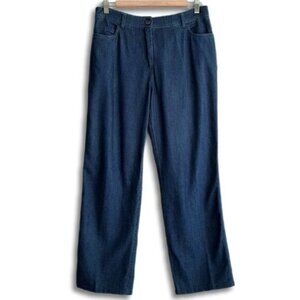 OLSEN Mona Straight Cotton Modal Blend Pants Blue Crop Sz 8